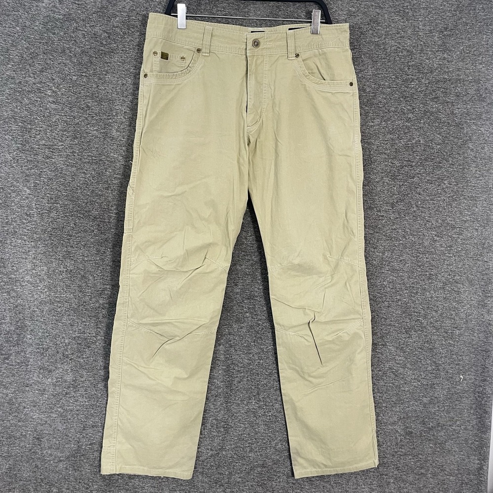 Kuhl Revolvr Pants Mens 34x32 Beige Cargo Hiking Outdoor Tear Damage Stains
